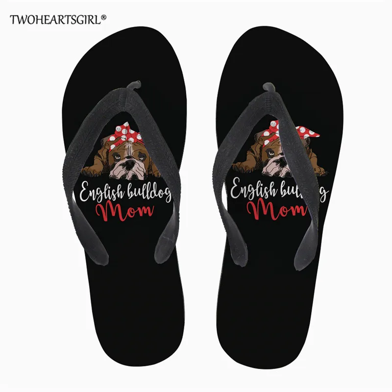 Twoheartsgirl Английский бульдог Новинка летние шлепанцы Для женщин пляжные сланцы