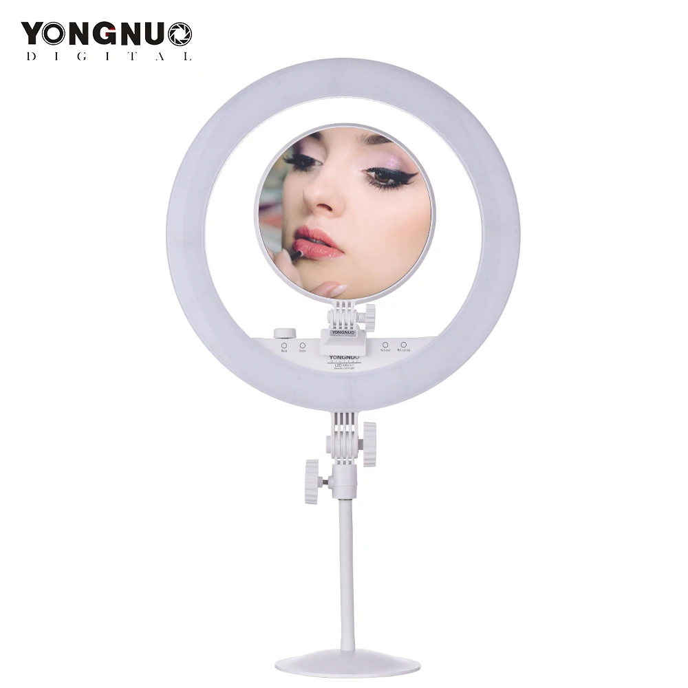 

YONGNUO YN208 Video LED Light Ring 3200K-5500K BiColor Type Fill light with Makeup Mirror Phone Holder for Photography Live Show