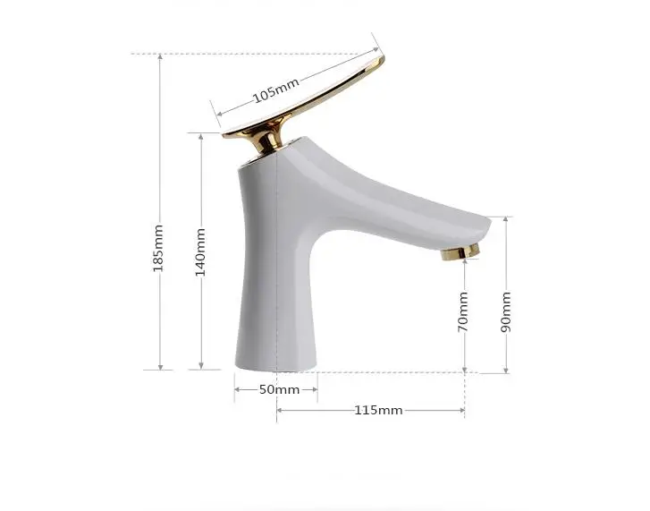 

Cold And Hot Water Tap Wash Basin Faucet Creative Paint Gold