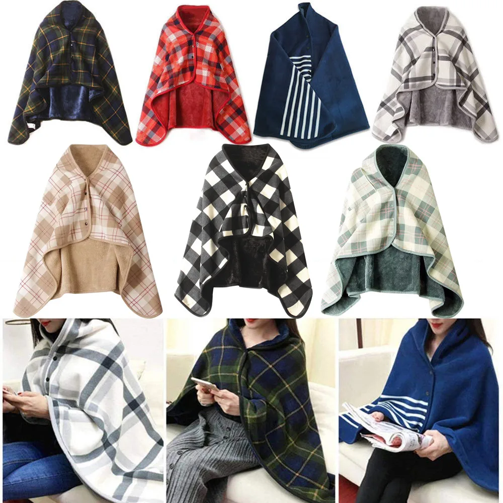 Lady Multifunction Doublelayer Tartan Plaid Blanket Scarf Wrap Shawl Winter moisture-absorbing Warm blanket Lazy shawl blankets