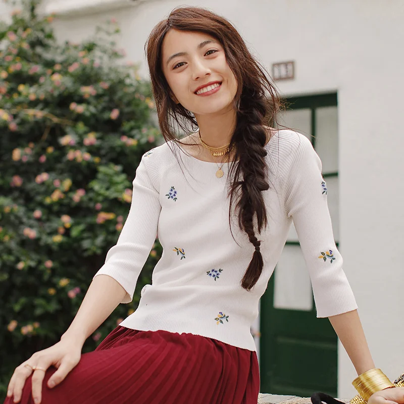 INMAN 2018 Spring Clothes Round Neck Embroidered Women Sweaters And Pullovers Sweater Women Women INMAN 2018 Spring Clothes Round Neck Embroidered Women Sweaters And Pullovers Sweater Women Women