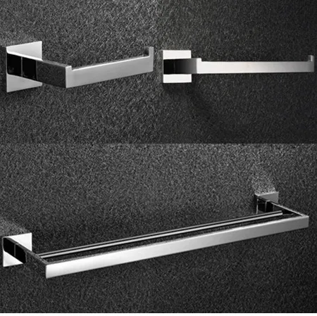 

Free shipping,304# Stainless Steel Bathroom Accessories Set,paper holder,towel ring,Double Towel Bar,Soap basket,bathroom sets