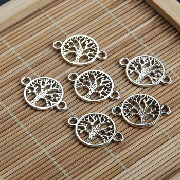 

20pcs/lot Double Sided Tree Of Life Connectors 15x22mm Alloy Handmade Craft Hollow Charms for DIY Bracelets Jewelry Making