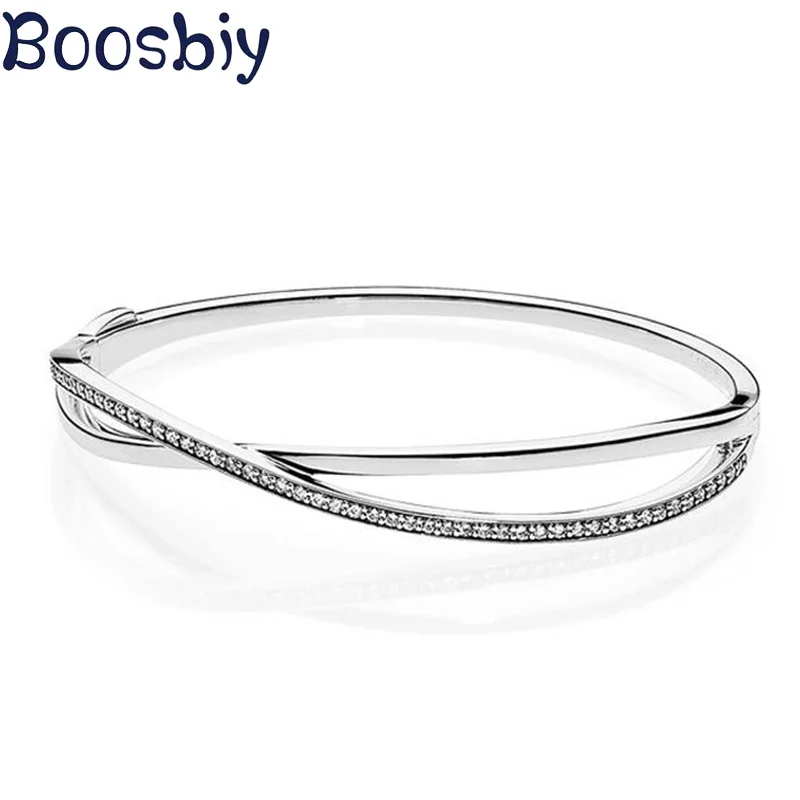 

Boosbiy Fashion Silver Plated Charm Bracelets & Bangles European Style Rhinestones Brand Bracelet for Women Kids Jewelry Gift