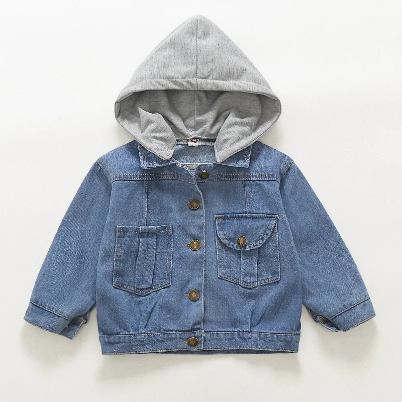 

Boys and Girls Denim Jackets For 3-8 Years Old Children Jeans Coat Hooded New Fashion Style Kids Coats Jeans YJQ005 Boys Clothes