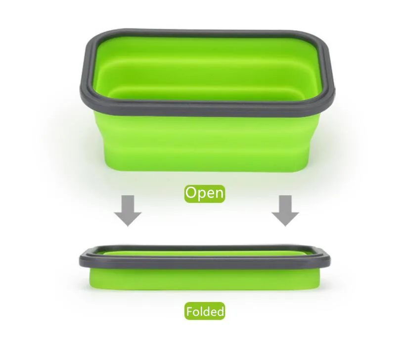 Силиконовые Складные Bento Box Складной Портативный Ланч-бокс для еды столовая посуда микроволновая печь пищевой контейнер
