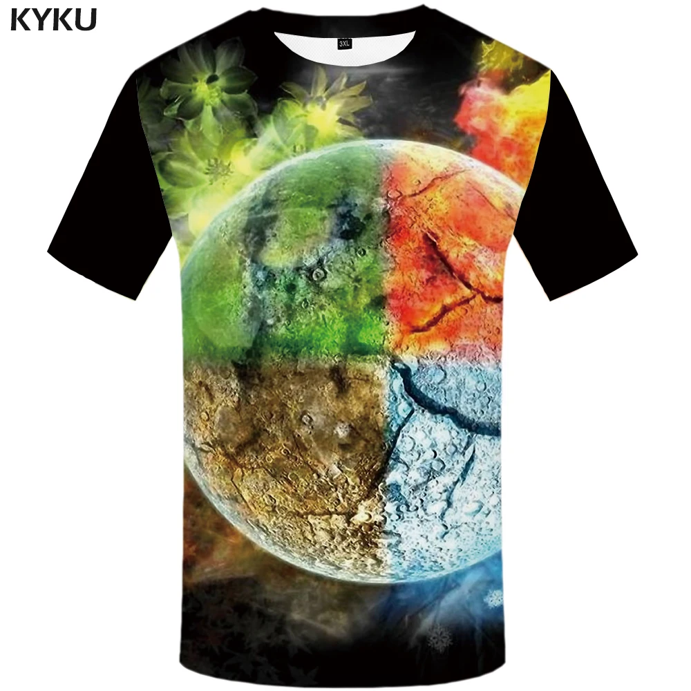 

3d Tshirt Five Elements T shirt Men Colorful Anime Clothes Harajuku Tshirt Printed Flame T-shirts 3d Moon Shirt Print