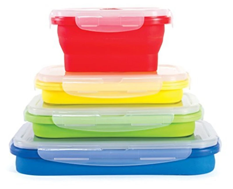 50pcs Folding Silicone Lunch Box Food Storage Container Kitchen Microwave Tableware Portable Household Outdoor box | Дом и сад