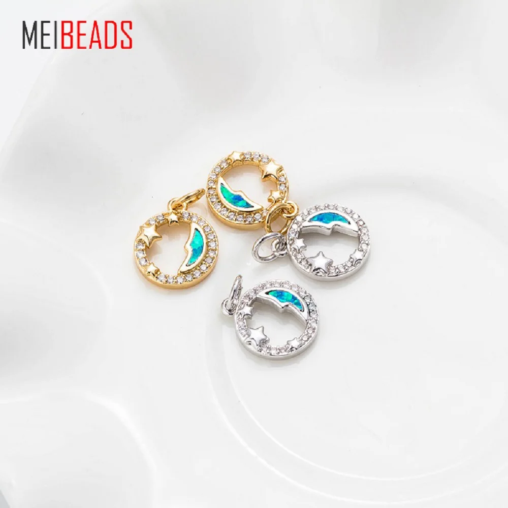 

MEIBEADS Micro Pave Star And Moon Charm Copper Opal Pendant For Necklace Bracelet Connector Women Gift Jewelry AccessoriesEY5540