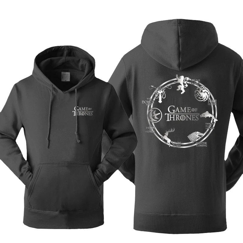 

2019 New Arrival Season 7 Game of Thrones Men Hoodie Autumn Winter Warm Fleece High Quality Hip Hop Hooded Hipster Brand Hoody