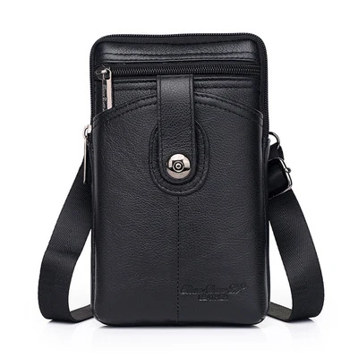 MEIGARDASS пояса из натуральной кожи поясные сумки для мужчин маленькая поясная сумка чехол для сотового телефона кошелек мужской плечо сумка через плечо портмоне - Цвет: style1 black