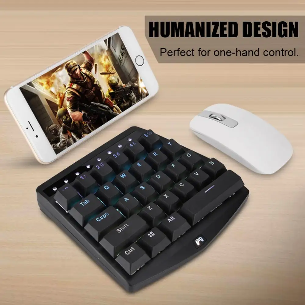 28 keys USB Wired Mini Mobile Phone One Hand Game Mechanical Keyboard