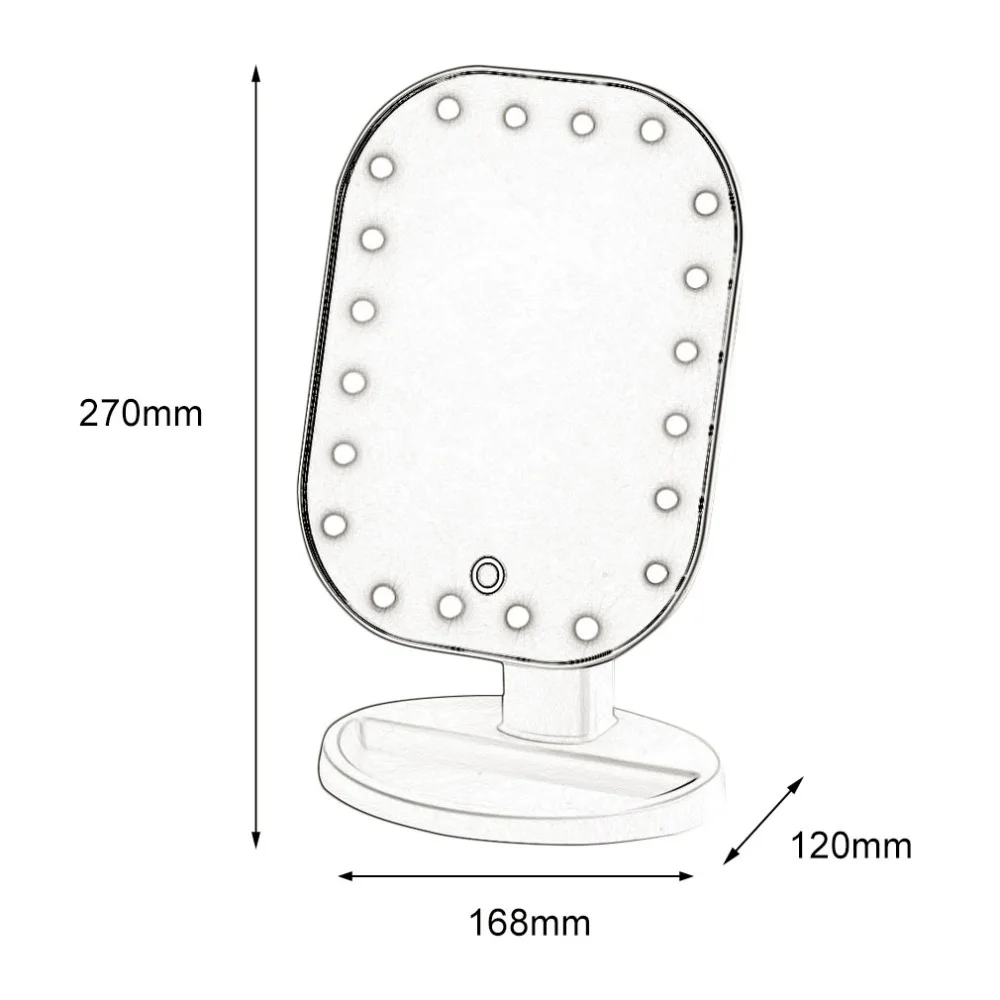 Женский 20 светодиодный светильник с сенсорным экраном, зеркало, вращающееся на столе, косметические зеркала