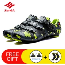 Новинка, Мужская дышащая обувь для велоспорта, Мужская обувь для гоночного велосипеда, обувь из ПУ, кроссовки для шоссейного велосипеда, Уличная обувь для верховой езды, 3 цвета, SANTIC