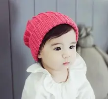 Child autumn and winter solid color hat baby boys girls fashion warm soft beanies kid’s knitted ear care caps