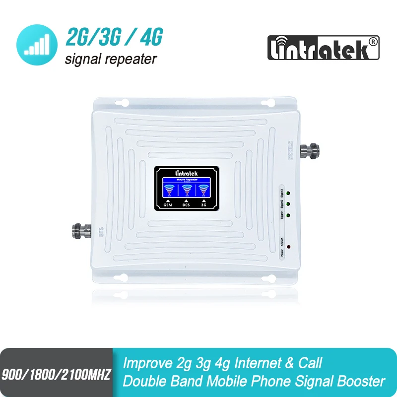 

Lintratek 2G GSM 900 3G 2100 LTE 1800 Cellular Signal Booster Tri Band UMTS Repeater LCD Display Mobile Phone 4G Amplifier S58