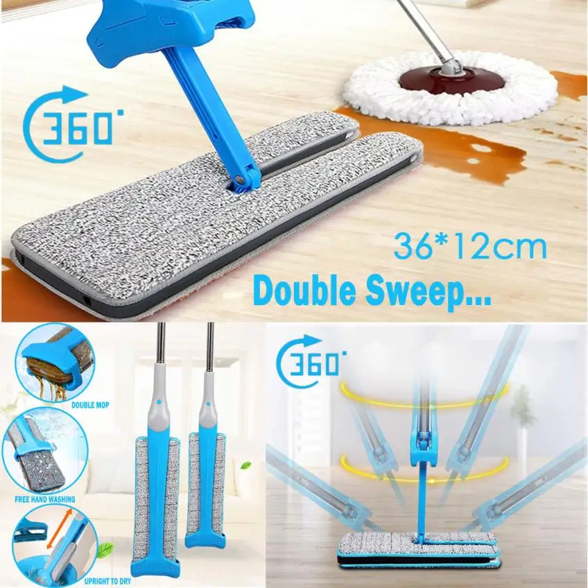 Useful Double Side Flat Mop Hands Free Washable Mop and Washing Mop