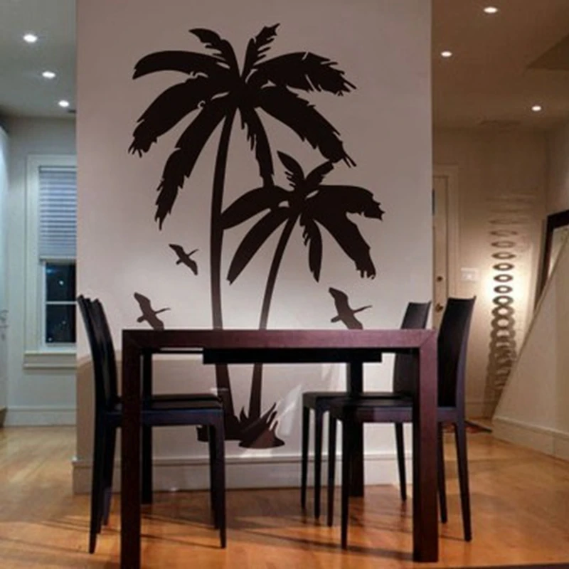 

183cm x 112cm Large Palm trees wall sticker , tall palms with birds vinyl wall art sticker for house decoration free shipping