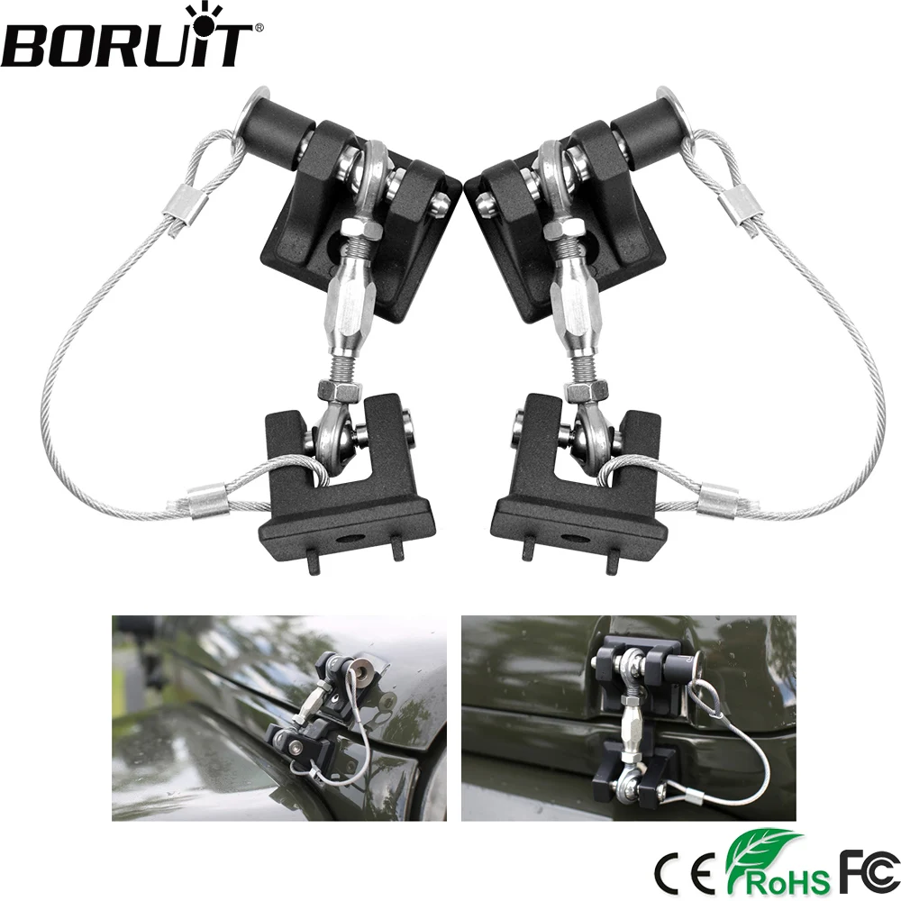 BORUiT 1Pair Car Hood Engine Cover Lock Bracket Latches Buckle Anti