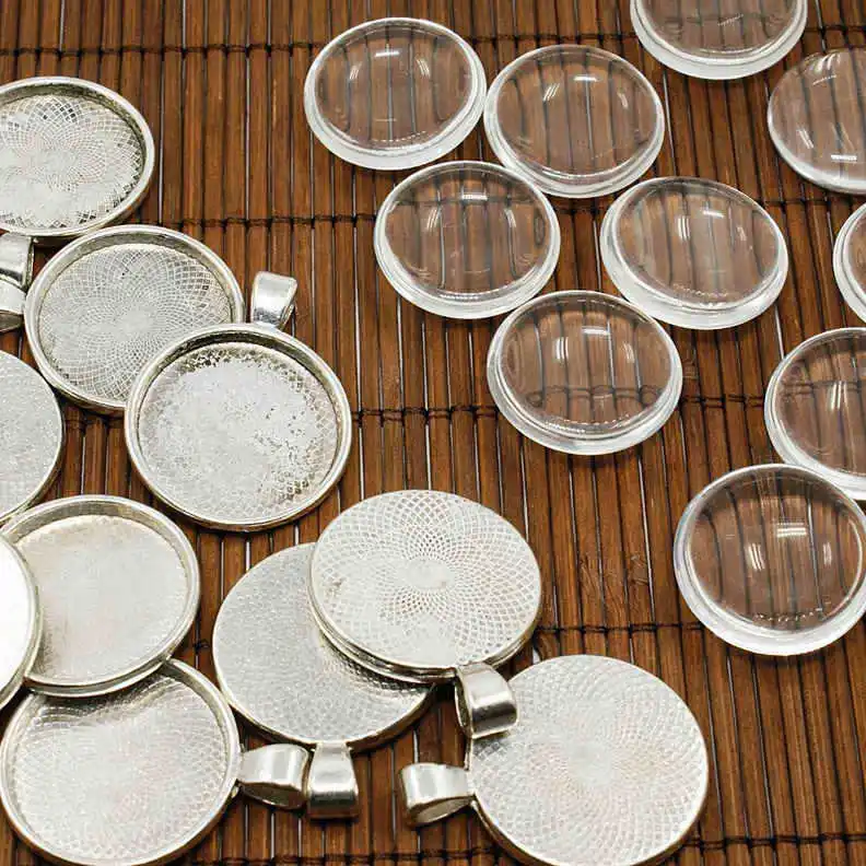 10 Connector Cabochon Settings for 23mm Cabs DIY Silver Nickel /& Lead Free