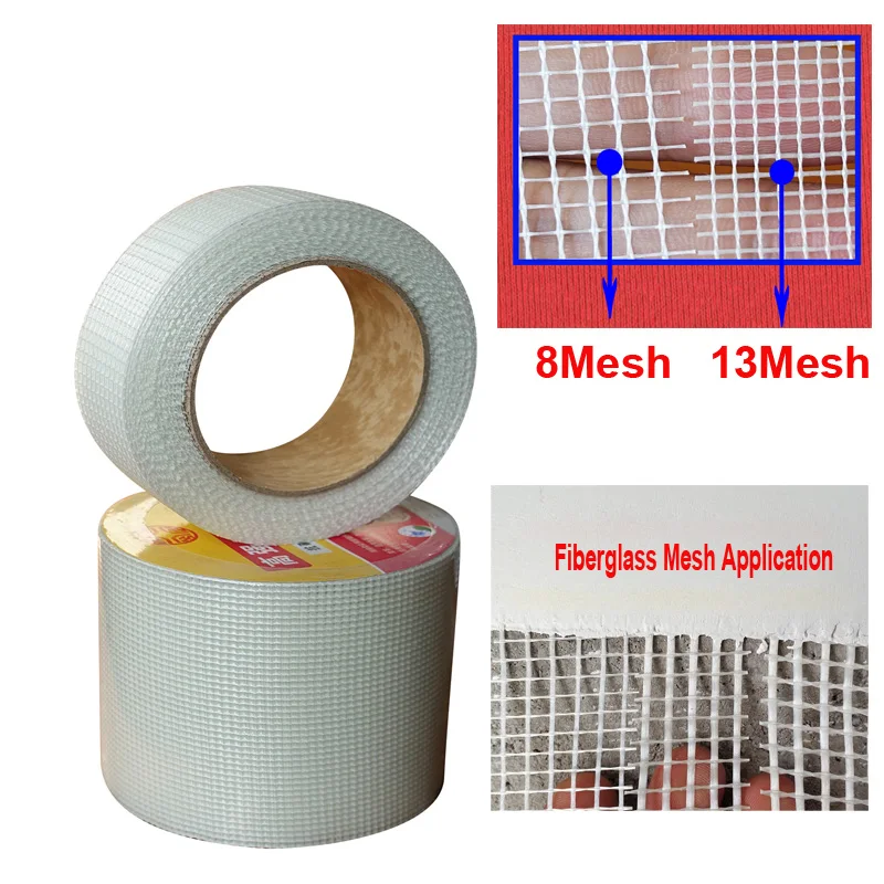 White Fiberglass Mesh for Mosaics Making Self Adhesive Grid Tape Waterproof Fireproof DIY Wall