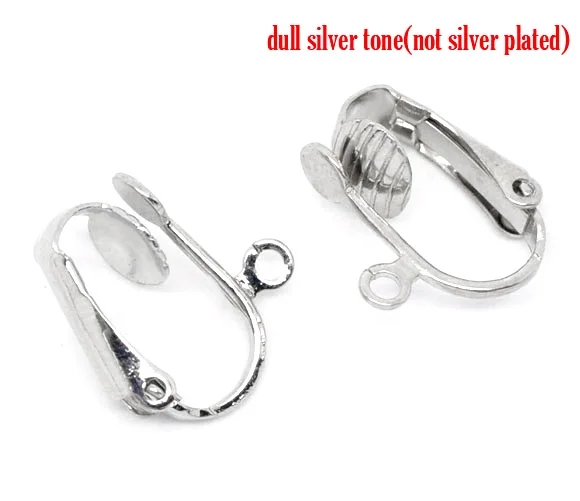 

DoreenBeads Copper Earring Components Clips Earring Findings Silver Color 16mm( 5/8") x 14mm( 4/8"), 2 PCs new