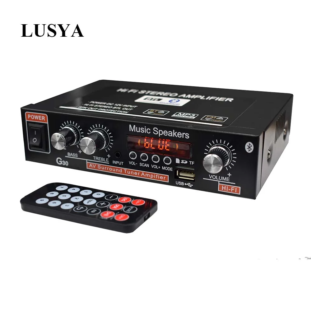 Автомобильный усилитель Lusya 12 В 2 канала цифровой аудио Bluetooth 45 Вт + поддержка FM