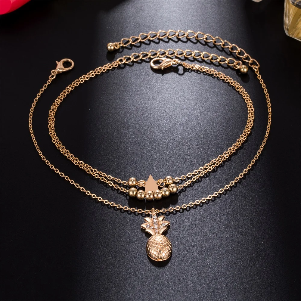 KISSWIFE Ankle Chain Pineapple Pendant Anklet Beaded 2018 Summer Beach Foot Jewelry Fashion Style Anklets for Women - Image 5