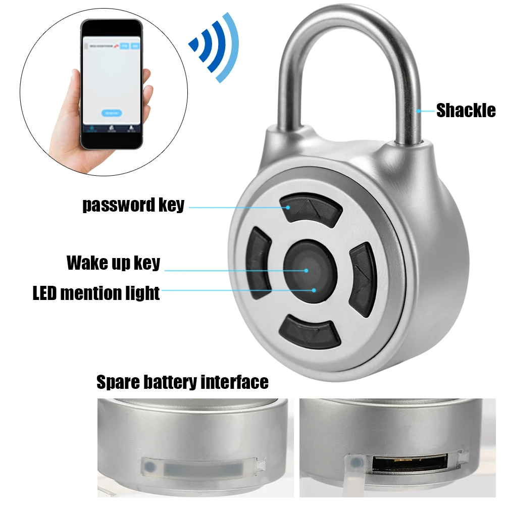 

Smart BT Keyless Lock Waterproof APP Button Password Unlock Anti-Theft Padlock Door Luggage Lock for Android IOS System