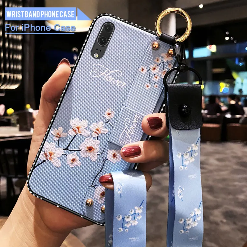 

Silica Soft Shell With Diamond Wrist Strap Bracket For Huawei P20 P30 Lite Mate 20 Pro Lanyard Shell For Huawei P20 P30 Pro Case