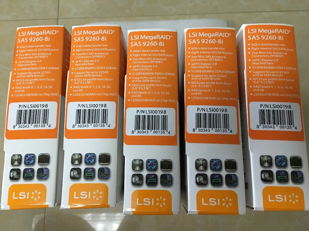  RaidStorage Avago LSI MegaRAID SAS 9260-8i LSI00198 8 port 512 mb cache SFF8087 6 gb RAID0.1.5.6 PC
