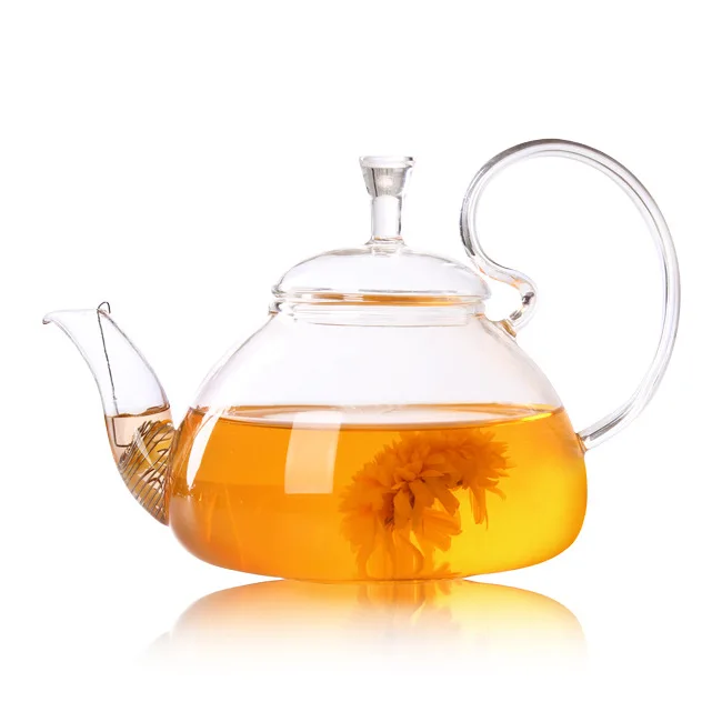 1PC Elegant Flower Coffee Glass Tea Pot Glass Teapots Heat Resistant Glass Teapots Gongfu Tea Maker With Tea Filter EJN 1011