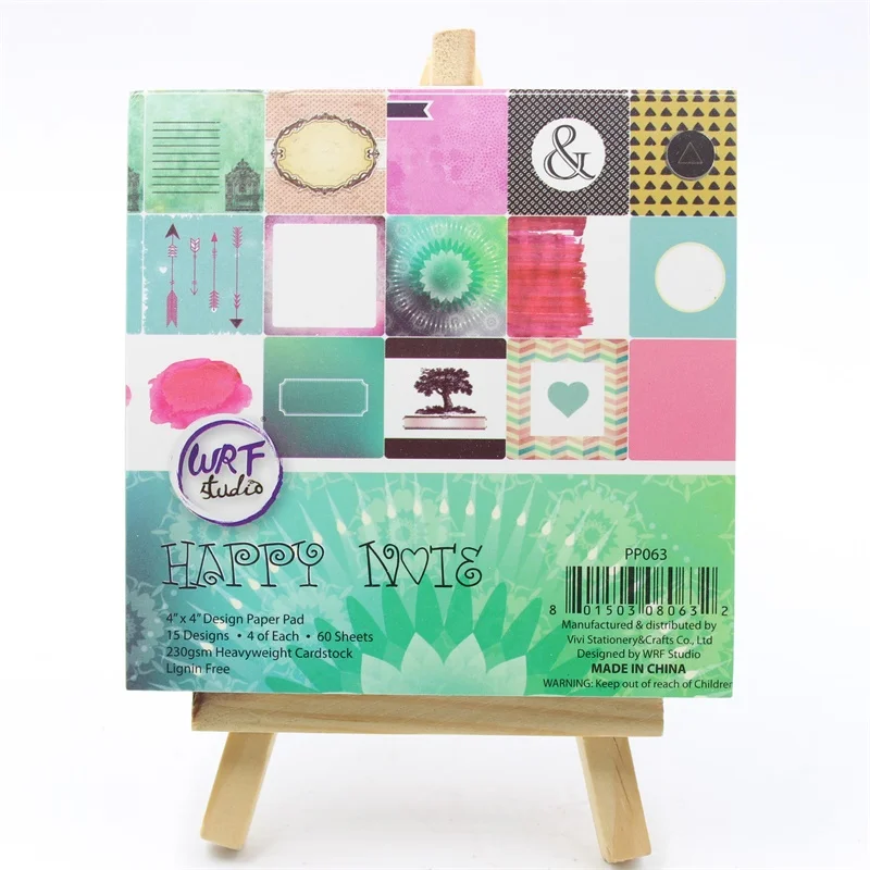 

YPP CRAFT 60pcs 4" Single-side Printed Happy Note pattern creative papercraft art paper handmade scrapbooking kit set book
