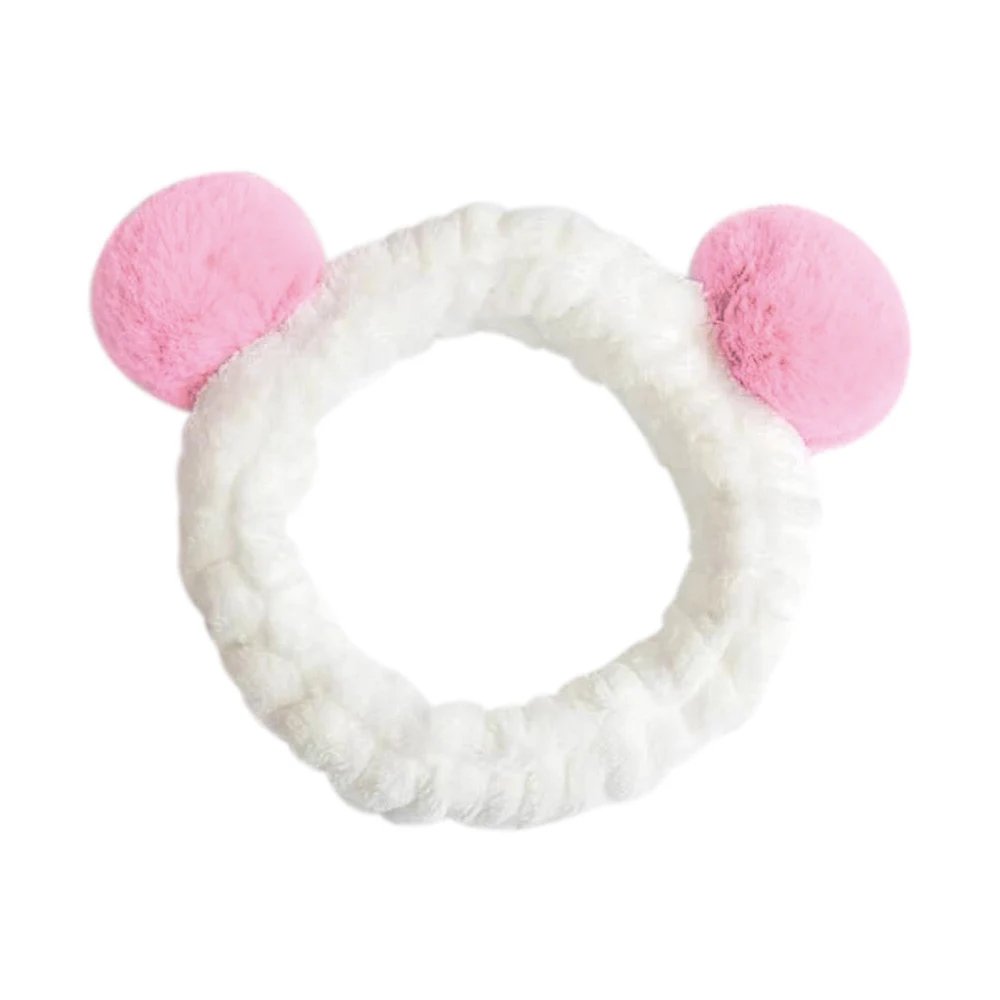 1 шт. панда ухо животное стиль Мягкий трехмерный плюшевый шарик мыть лицо повязка для волос родитель-Детская повязка для волос маска макияж повязка на голову - Цвет: Pink