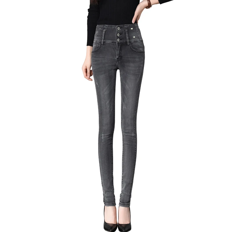 High-Waist Thick Denim Pencil Pants main image 1