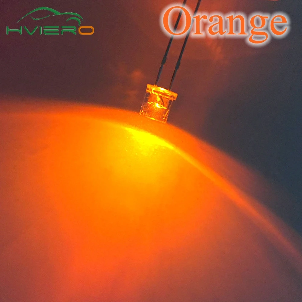 

100pcs 5mm Flat top Orange Wide Angle Light lamp LED ultra bright bulbs emitting diode F5mm Free shipping