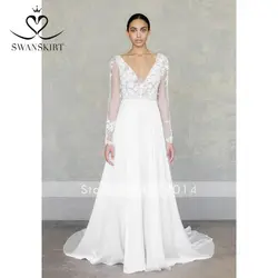 Swanskirt свадебное платье Пляжная vestido de noiva Сексуальная v-образным вырезом abiye невесты благородная элегантная юбка Феи 2020 под заказ плюс размер