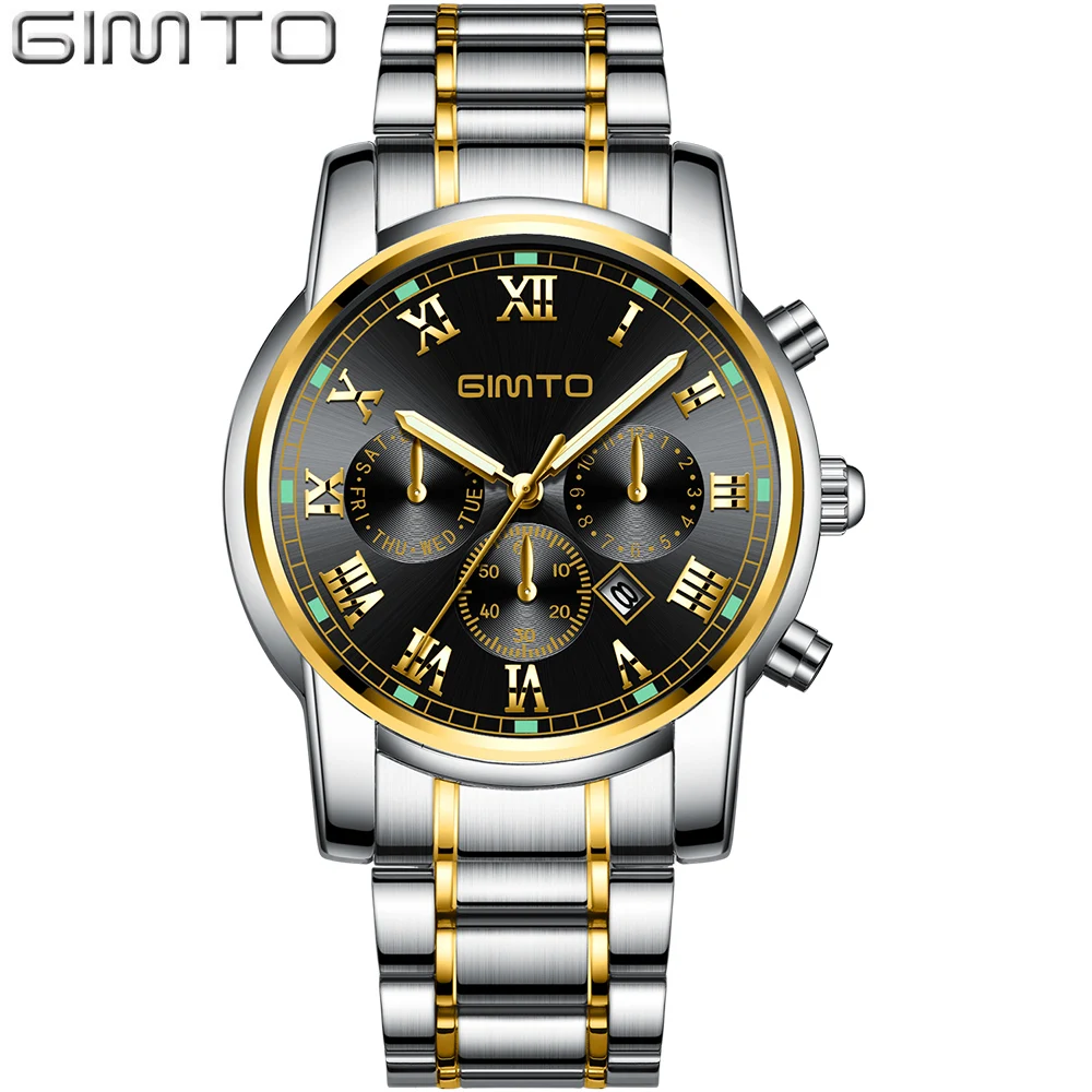 

GIMTO 2018 Top Brand Luxury Men Watch Date Quartz Steel Clock Creative Gold Roman Casual Sport Male Watches relogio masculino