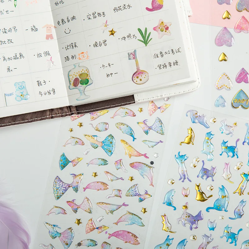 Милый 3D с рисунками котят и сердец Скрапбукинг Стикеры s пуля журнал Kawaii ручной
