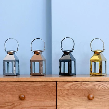 

PINNY European Modern Simplicity Stainless Steel And Glass Candle Stand Romantic Metal Gold Candle Holders Moroccan Lamp