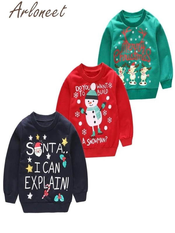

ARLONEET Toddler Kids Baby Pullover Tops Cartoon Christmas Print kid clothes toddler boys sweatshirts 2018 baby hoodie