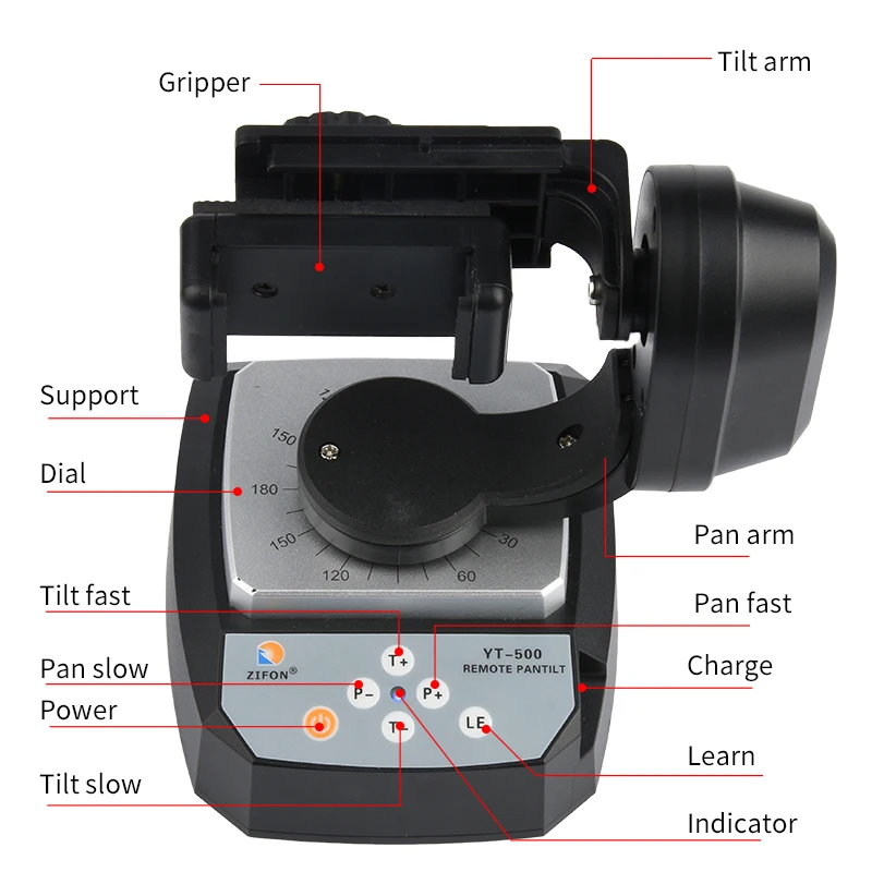 360 Degree Motorized Wireless Remote Control Pan Tilt Panoramic Ballhead Tripod Head for Smartphone Live Gopro Camera YouTube