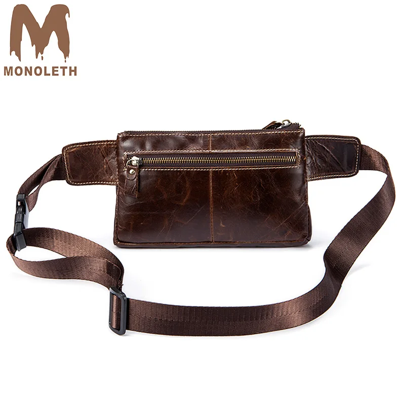 Monoleth из натуральной кожи груди пакет моды Винтаж мешок коровьей талии для мужчин