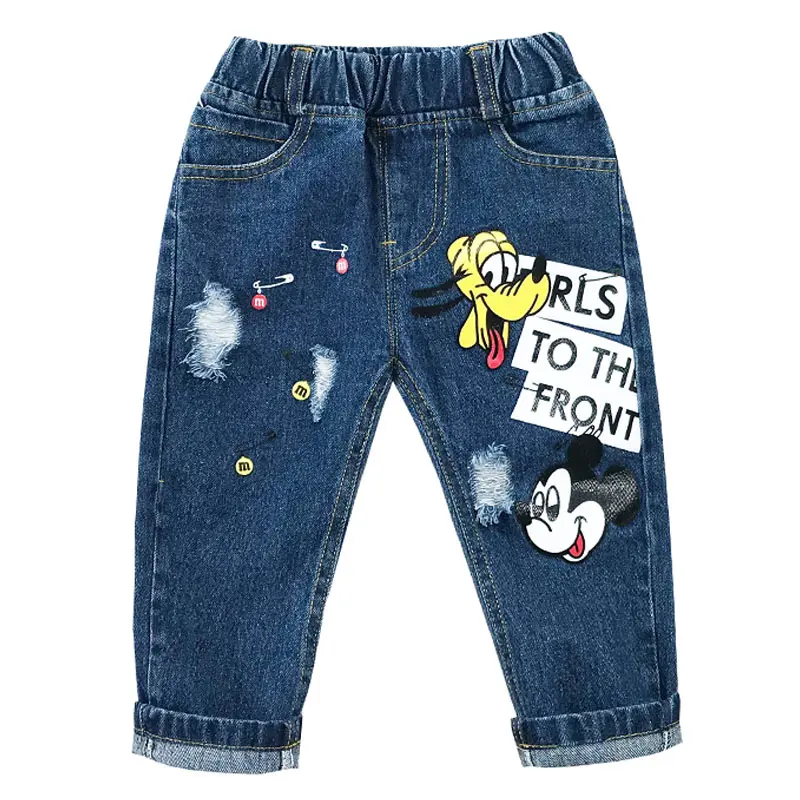 Лидер продаж, летние штаны с рисунком детские штаны модные повседневные джинсы с дырками для маленьких девочек детские джинсы для мальчиков детские штаны, От 1 до 6 лет