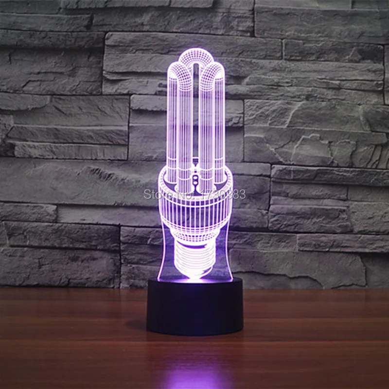 Бесплатная доставка Светящиеся компактный разноцветный люминесцентная лампа (CFL) 3D светодио дный акриловые светодиодный ночник с