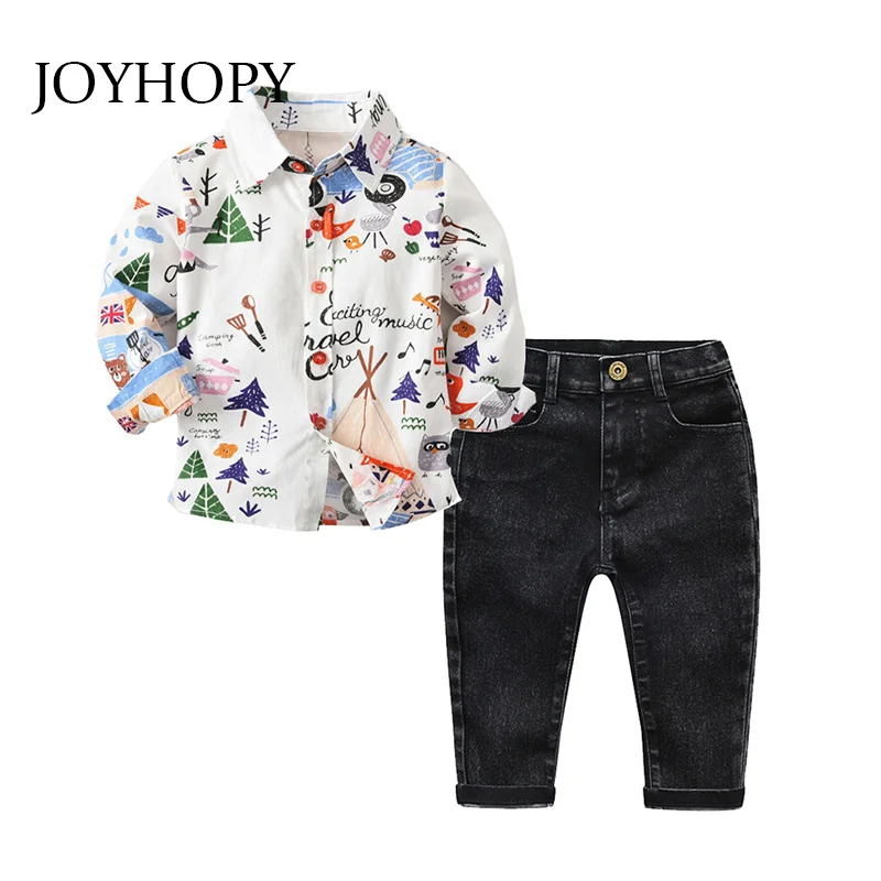 

JOYHOPY Gentleman Clothes Boy Set Autumn Toddler Boys Clothing Set Children Clothing Autumn Kids Outfits Shirts+Jeans Boys Suit
