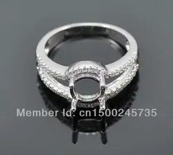 Одноцветное 14kt белого золота 7 мм круглый природных алмазов Маунт Semi кольцо обручальное кольцо