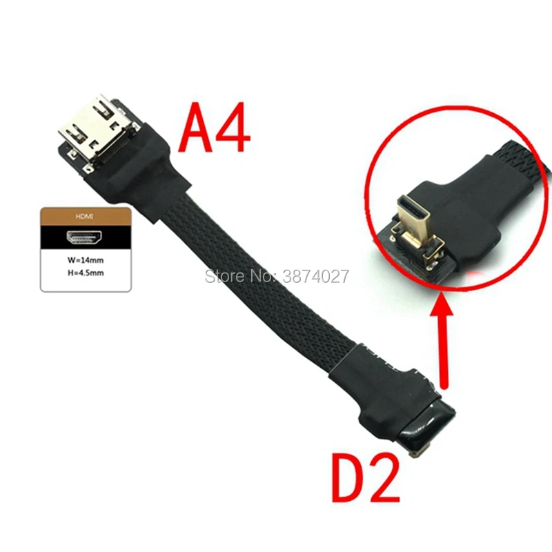 D2 10cm 20cm 30cm 50cm FPC Ribbon Flat Micro HDMI 2.0 type D shielded FPV Cable for HD Multicopter Aerial Photography