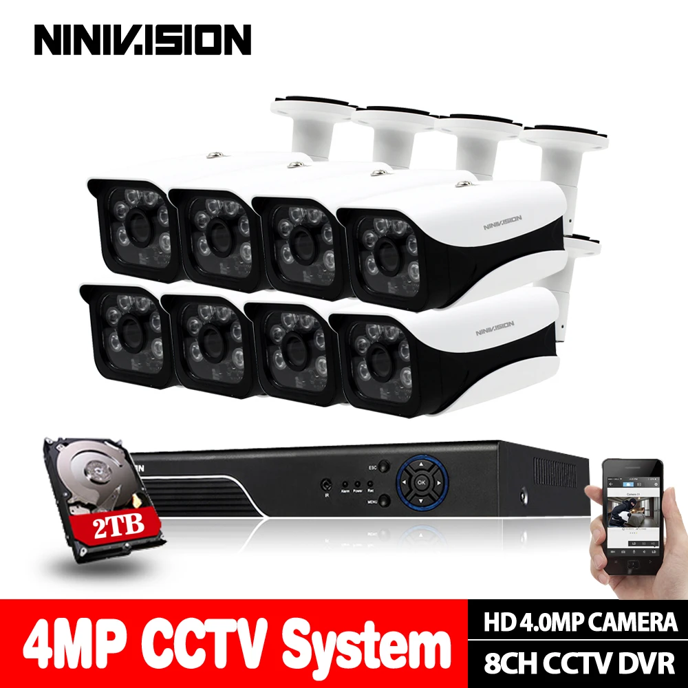 Камера видеонаблюдения 8 каналов AHD 4 МП DVR HDMI шт. HD ИК защита от непогоды МП|kit kits|kit