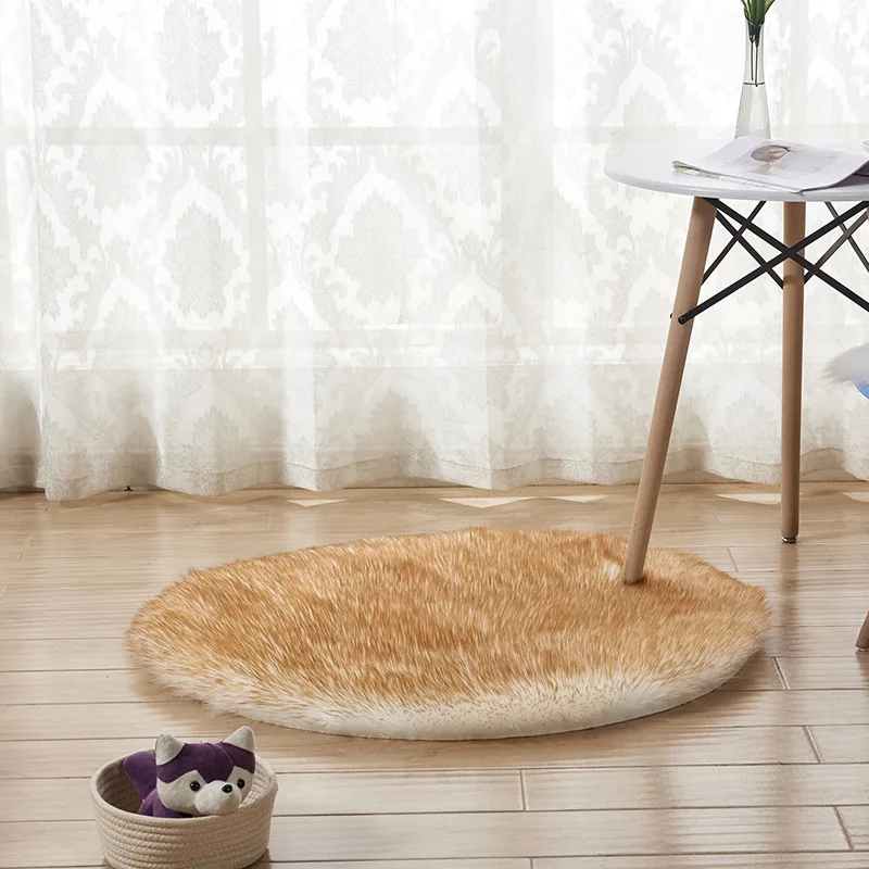 RFWCAK Luxury Round Sheepskin Hairy Carpets For Living Room Faux Mat Seat Pad Fur Plain Fluffy Soft Area Rug HomeTextile Tapete - Цвет: S1